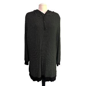 Hayden Los Angeles Ribbed Long Sleeve Hooded Blouse Sz 1XL Womens Oversized Blac